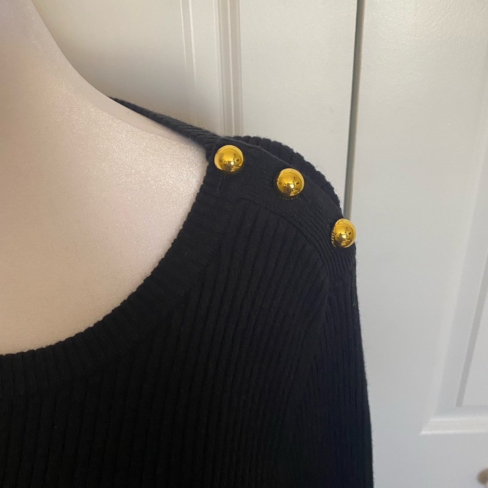 Tory Burch Black Ribbed Cashmere Blend Sweater Size XL - Picture 4 of 13